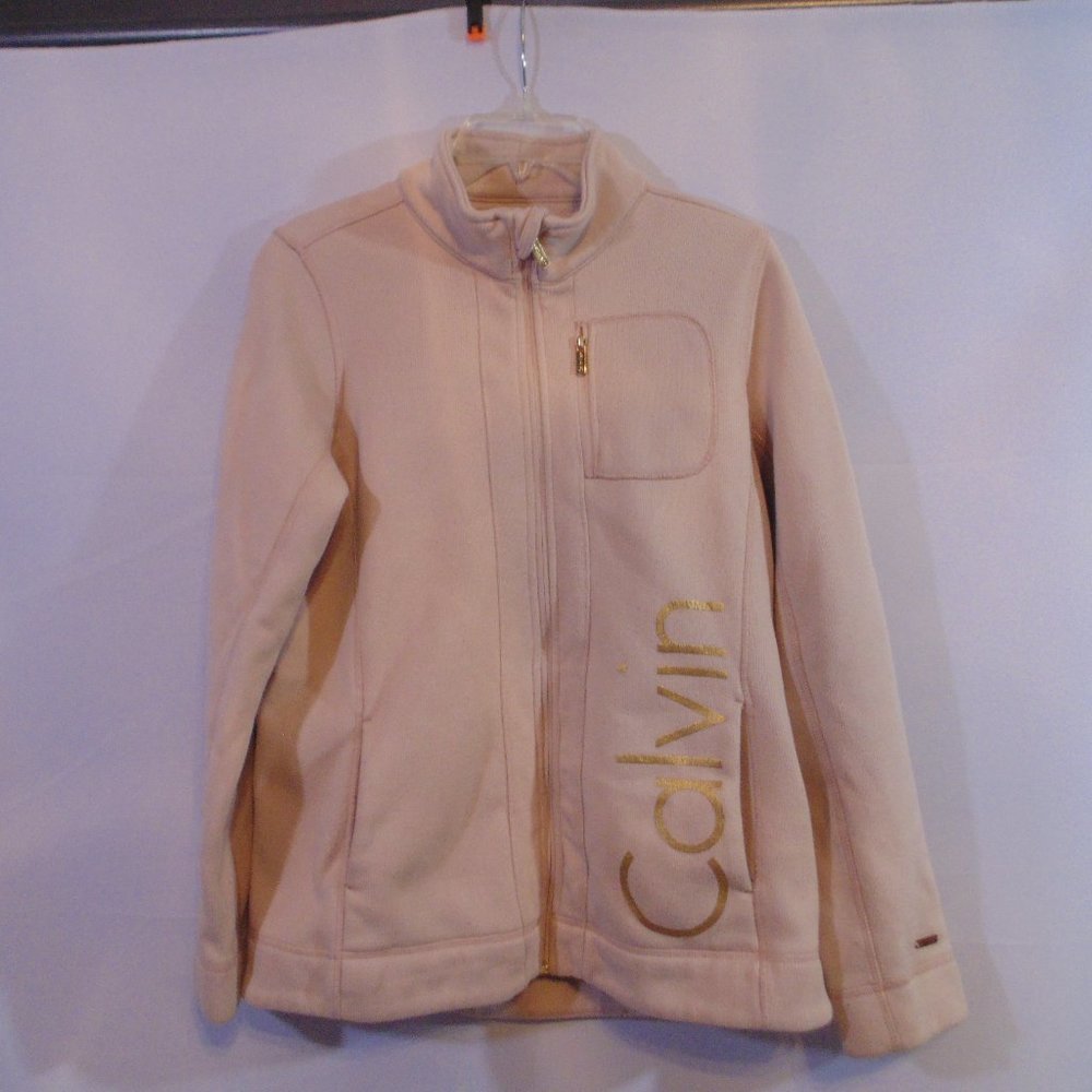 Calvin Klein Womens Full Zip Sweater Jacket Size Medium Light Pink - Picture 1 of 6